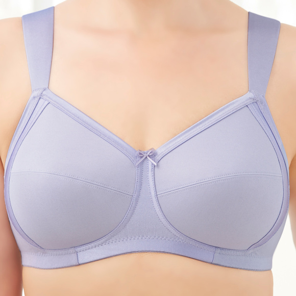 Glamorise 42D Bra ~Seamless-X-WIDE-Straps~ (Side Support Too!) 35% Cotton Purple - Picture 8 of 15
